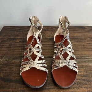 ALDO Snake Print Flat Sandals, Size 38.